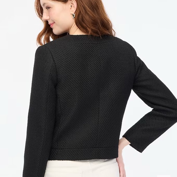 J Crew NWT textured black lady jacket Size 8, gold buttons, cropped, elegant - Picture 5 of 6